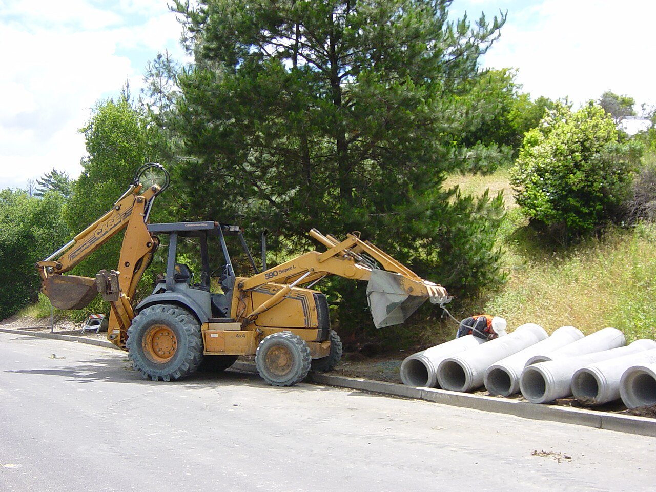 Used excavator prepared for sale — buying used construction equipment